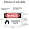Signmission Hazardous Waste Danger Sign, Vinyl Decal, 18in W x 12in L, 2PK OS-2PACK-DS-D-1218-L-2026 - alternate 2